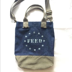 Feed Denim Khaki Canvas Crossbody Carry Bag